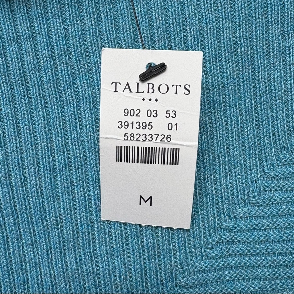 NWT Talbots Ribbed Mock Neck Sweater Size M Medium Ocean Blue Long Sleeve - Picture 10 of 10
